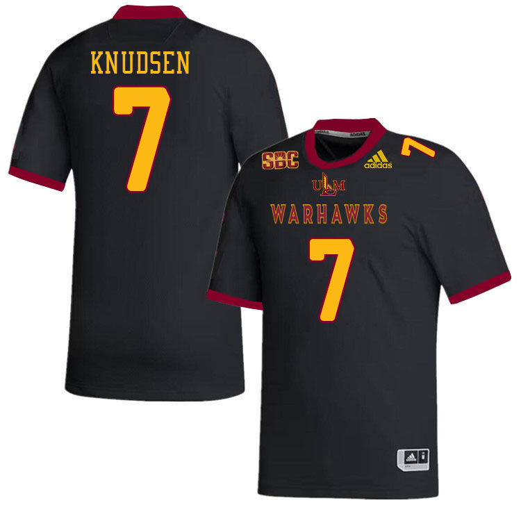 #7 Daniel Knudsen Louisiana-Monroe Warhawks College Football Jerseys Stitched-Black